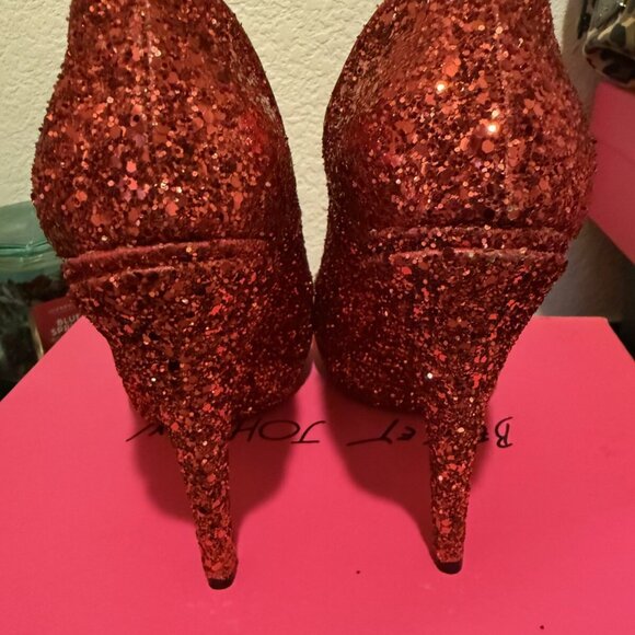 Betsey Johnson Red Glitter Pumps Cosplay Wizard Of Oz - Picture 3 of 6